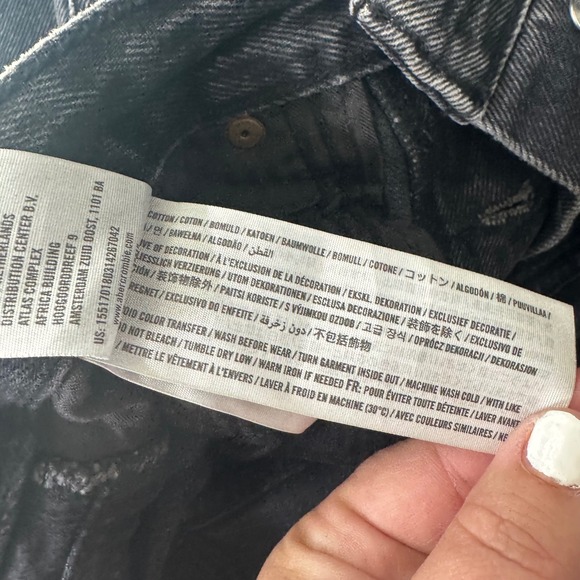 Abercrombie & Fitch Annie High Rise Ankle Straight Jeans Washed Black Raw Hem 4s - Picture 9 of 9